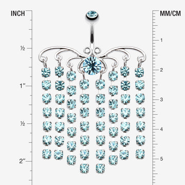 Detail View 1 of Sparkling Curtain Chandelier Belly Ring-Aqua